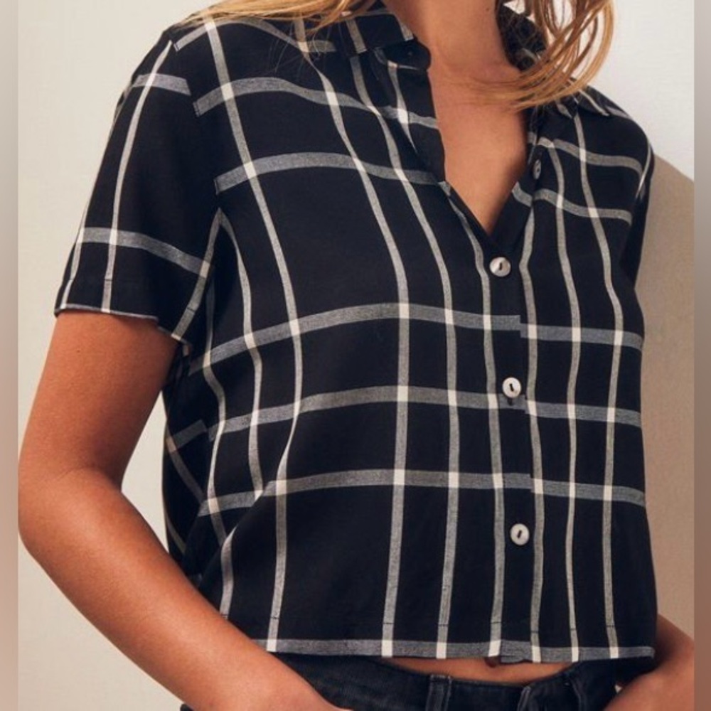 Lottie Moss women plaid crop shirt